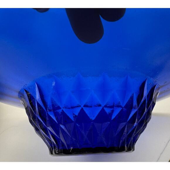 Cobalt Blue Glass Vintage Diamond Point Pattern Base - Picture 2 of 8